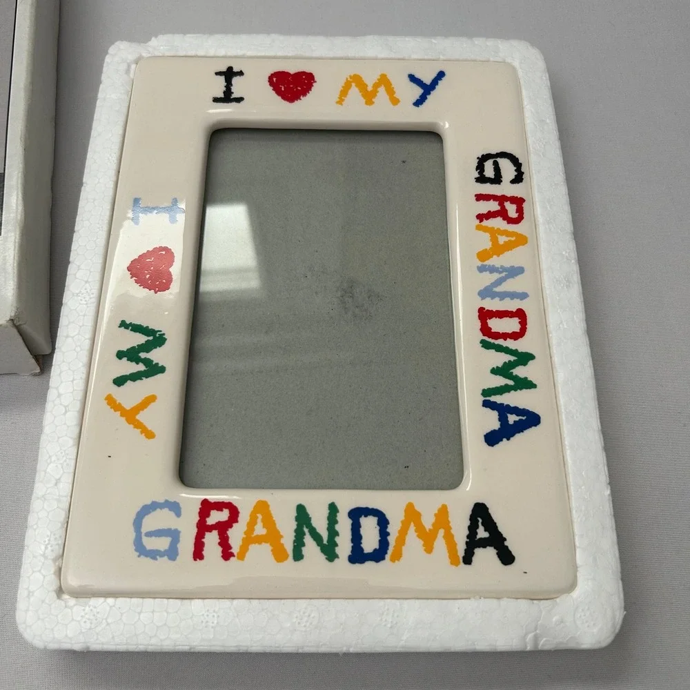 I Love My Grandma Picture Frame 4x6 White Ceramic‎ Vintage Malden